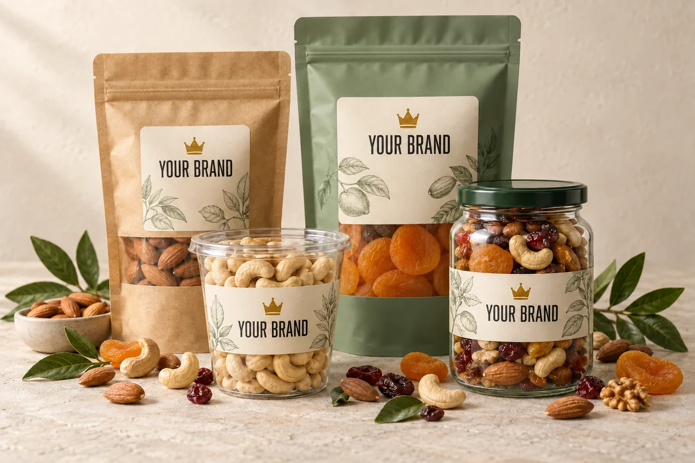 Private-label packaging for nuts and dried fruit